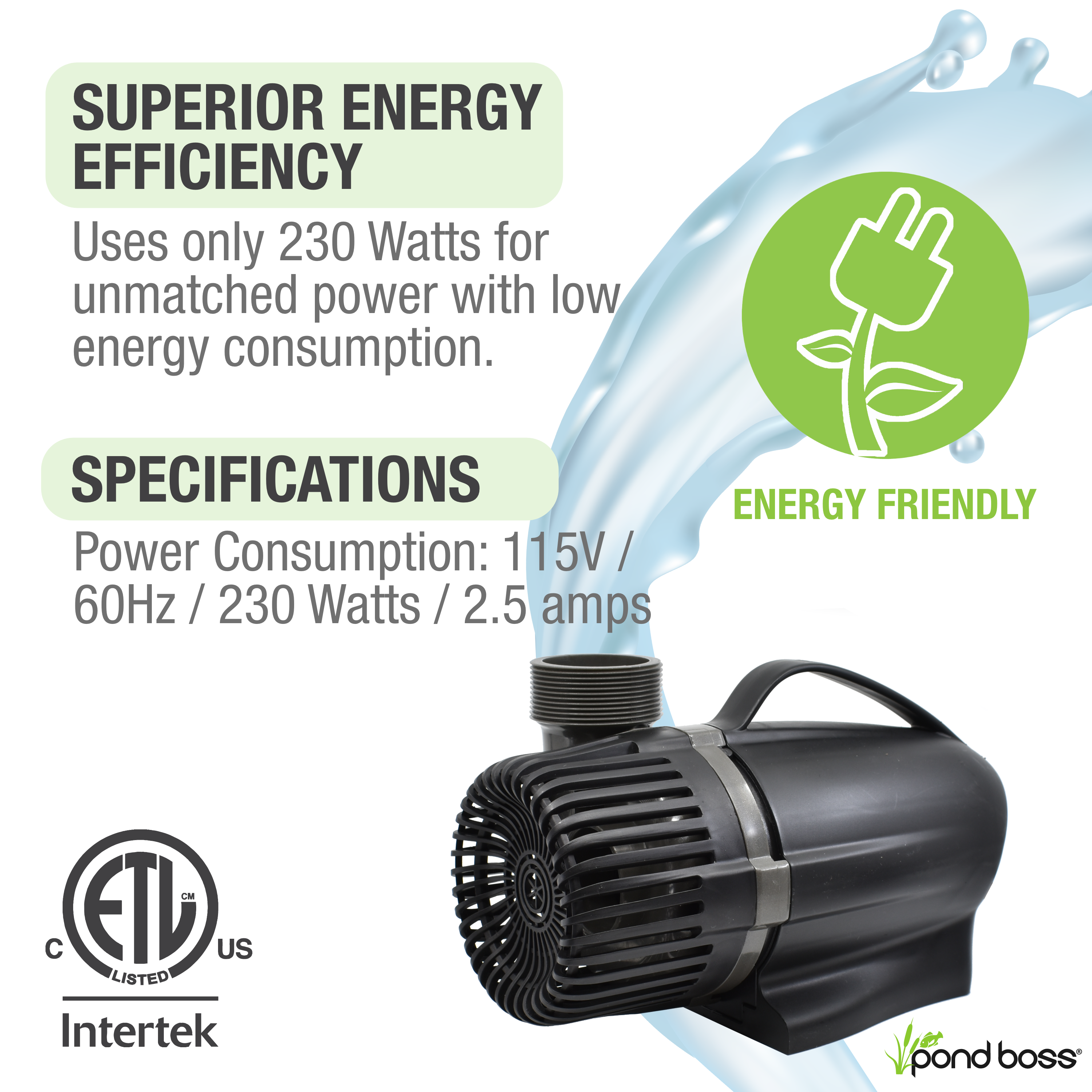 5,000 GPH Waterfall Pump Superior Energy Efficiency