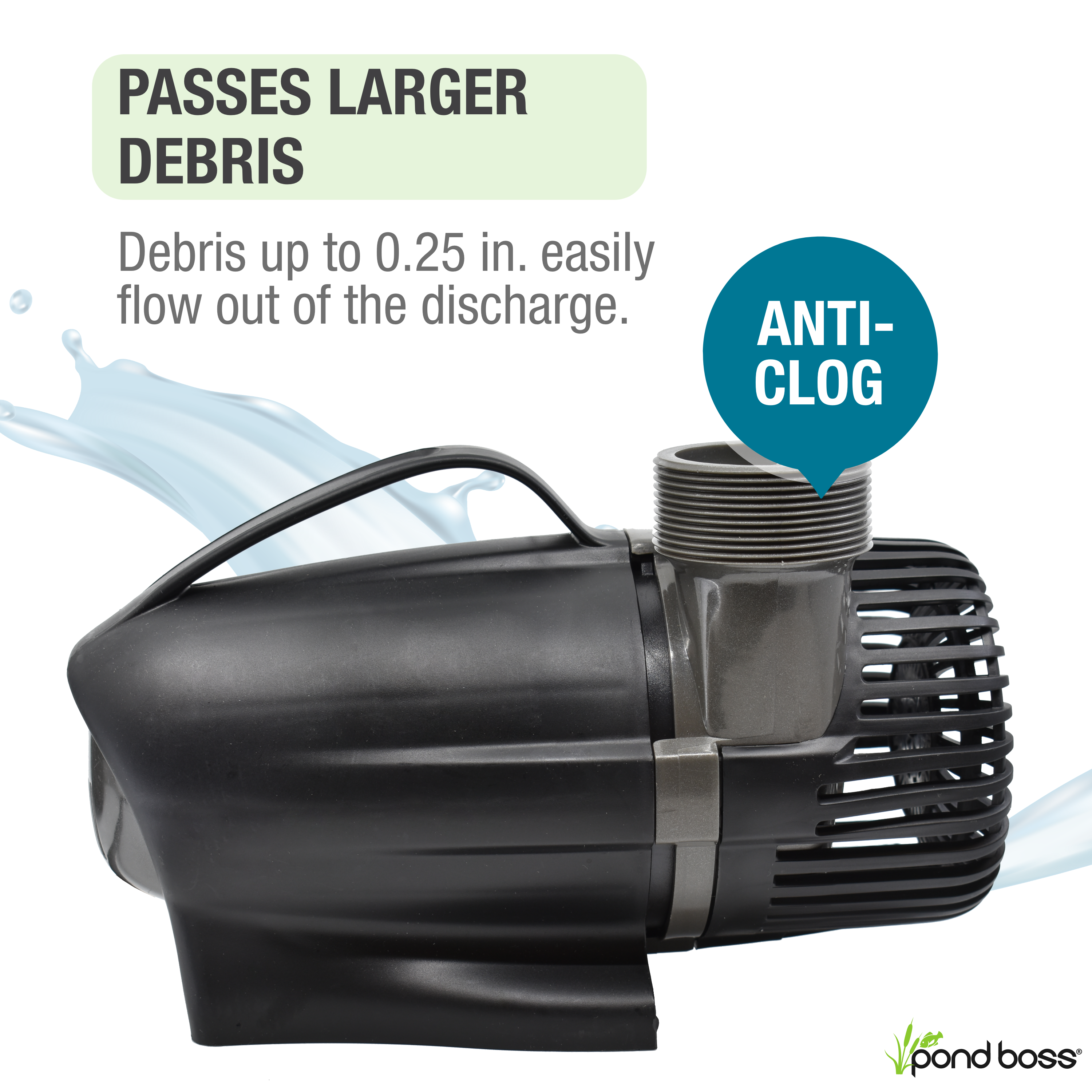 5,000 GPH Waterfall Pump Passes Larger Debris