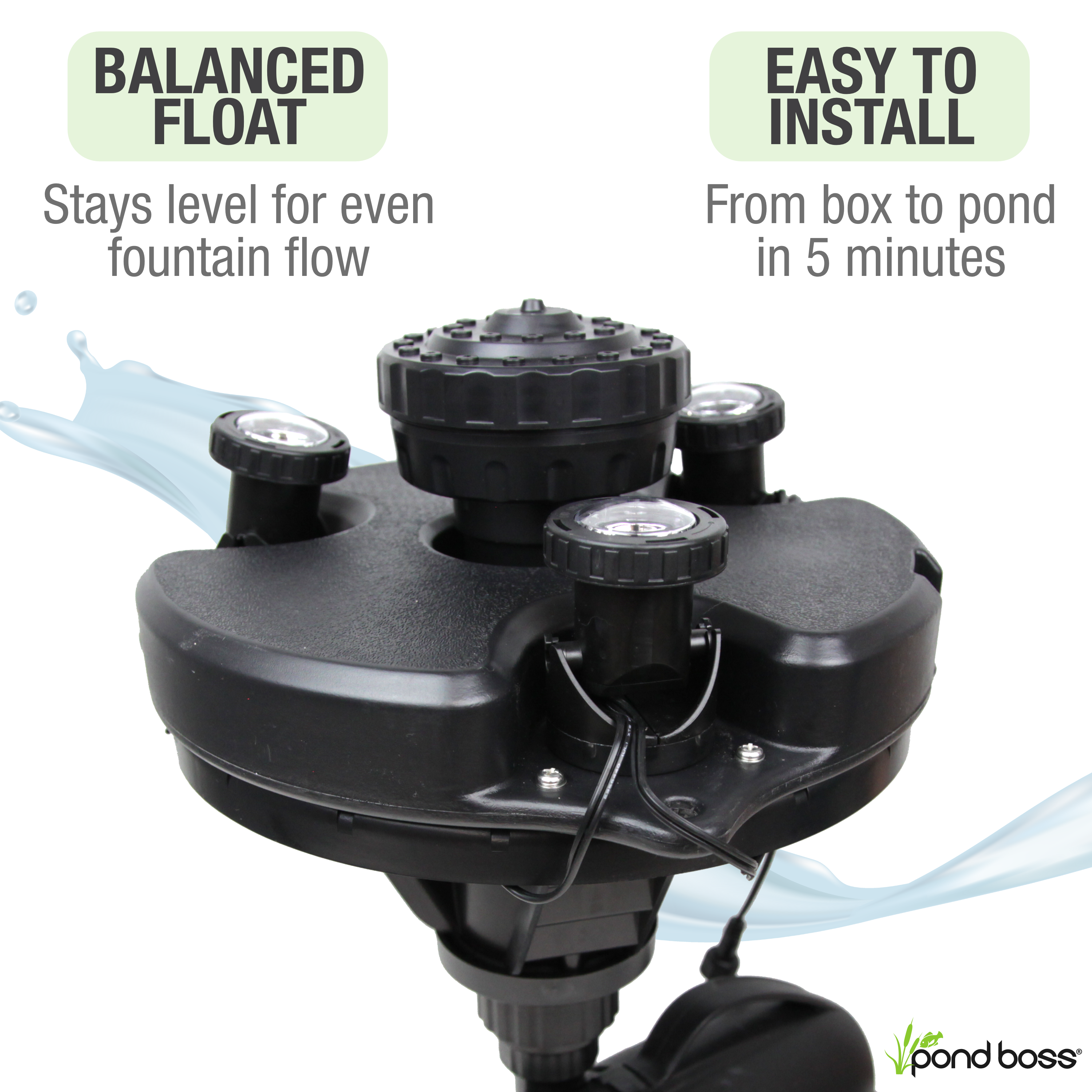 1/4 HP Floating Fountain with Lights Balanced Float & Easy to Install