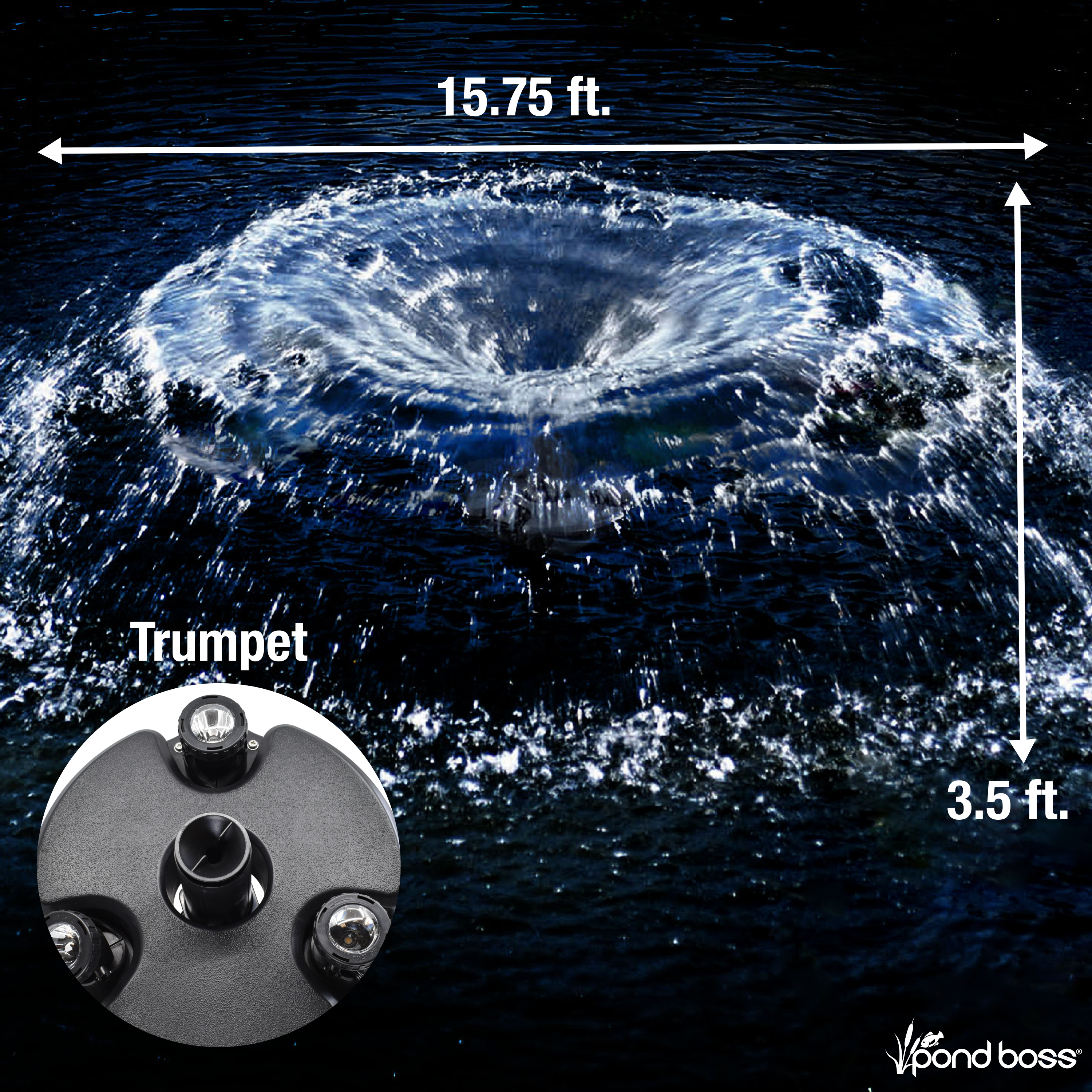 1/4 HP Floating Fountain with Lights Trumpet Nozzle