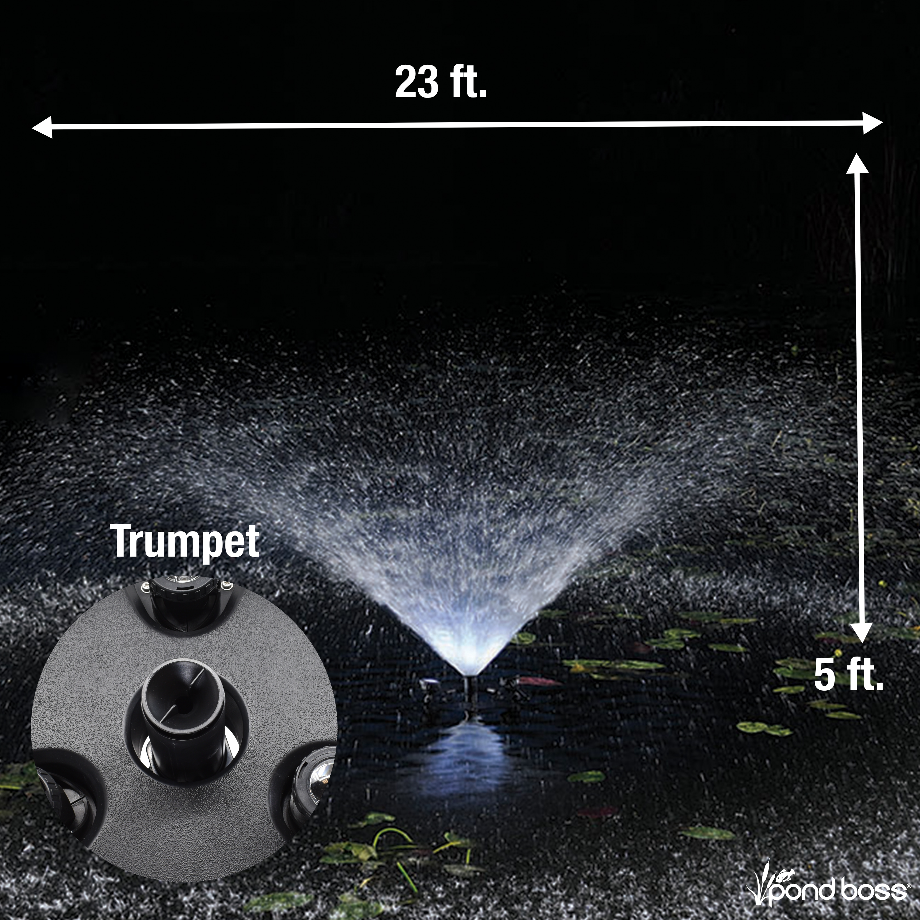 1/2 HP Floating Fountain with Lights Trumpet Nozzle