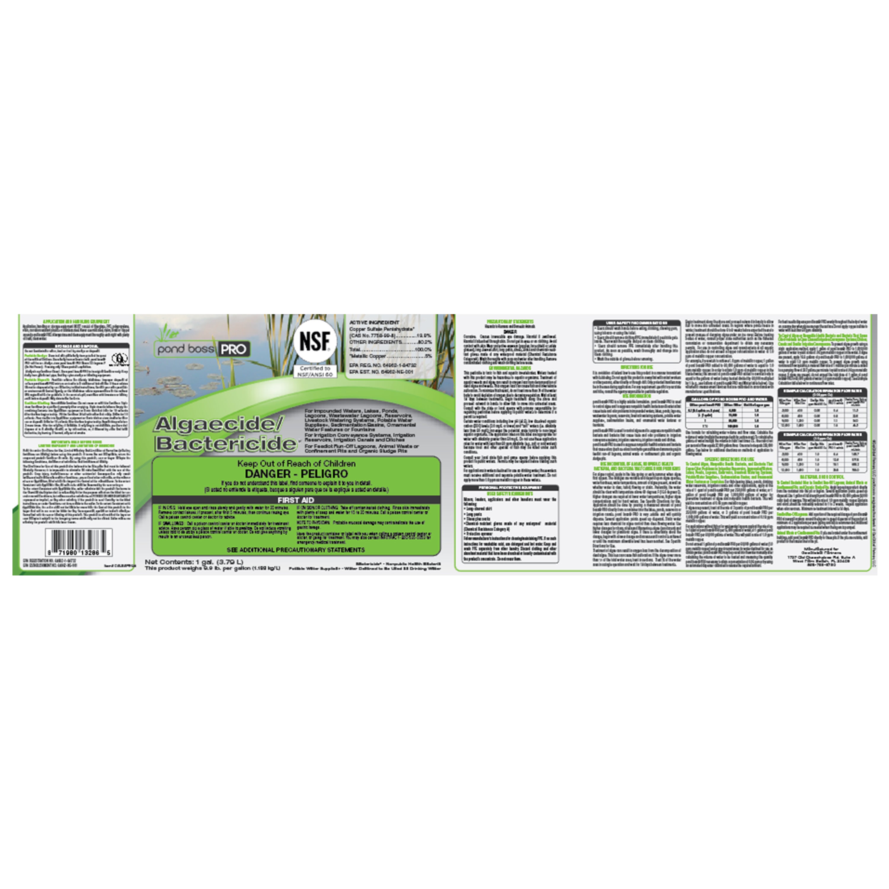 Algaecide/Bactericide, 1 gallon label