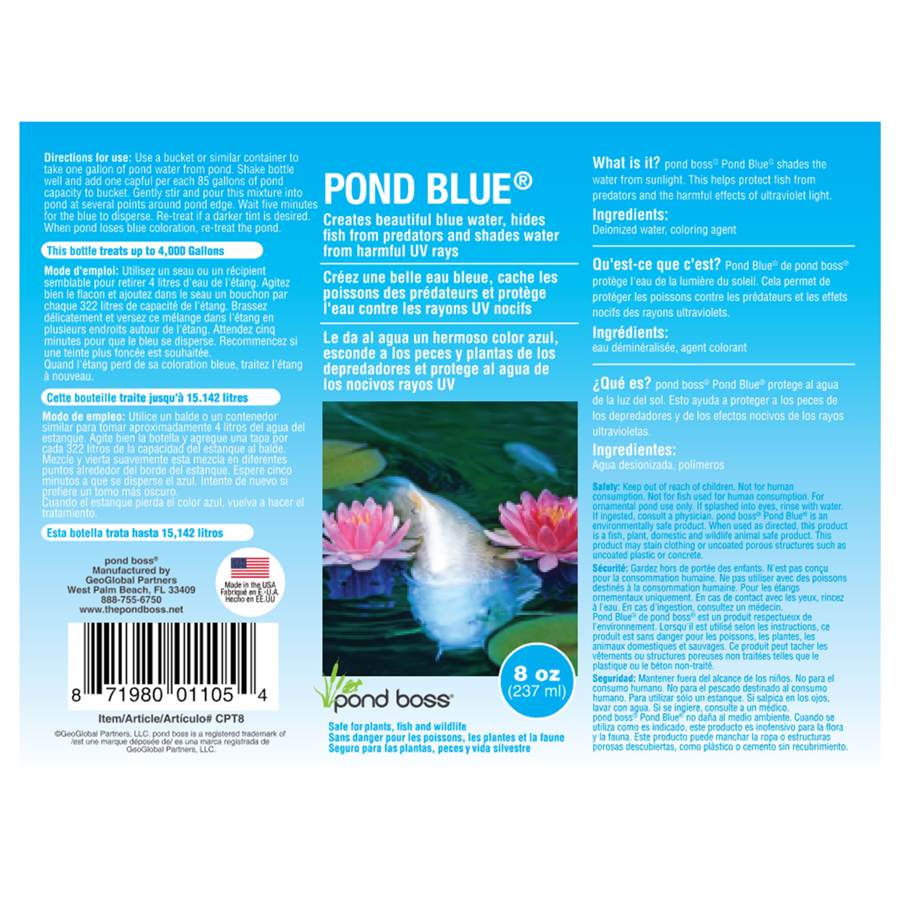 Pond Blue 8 oz. Label