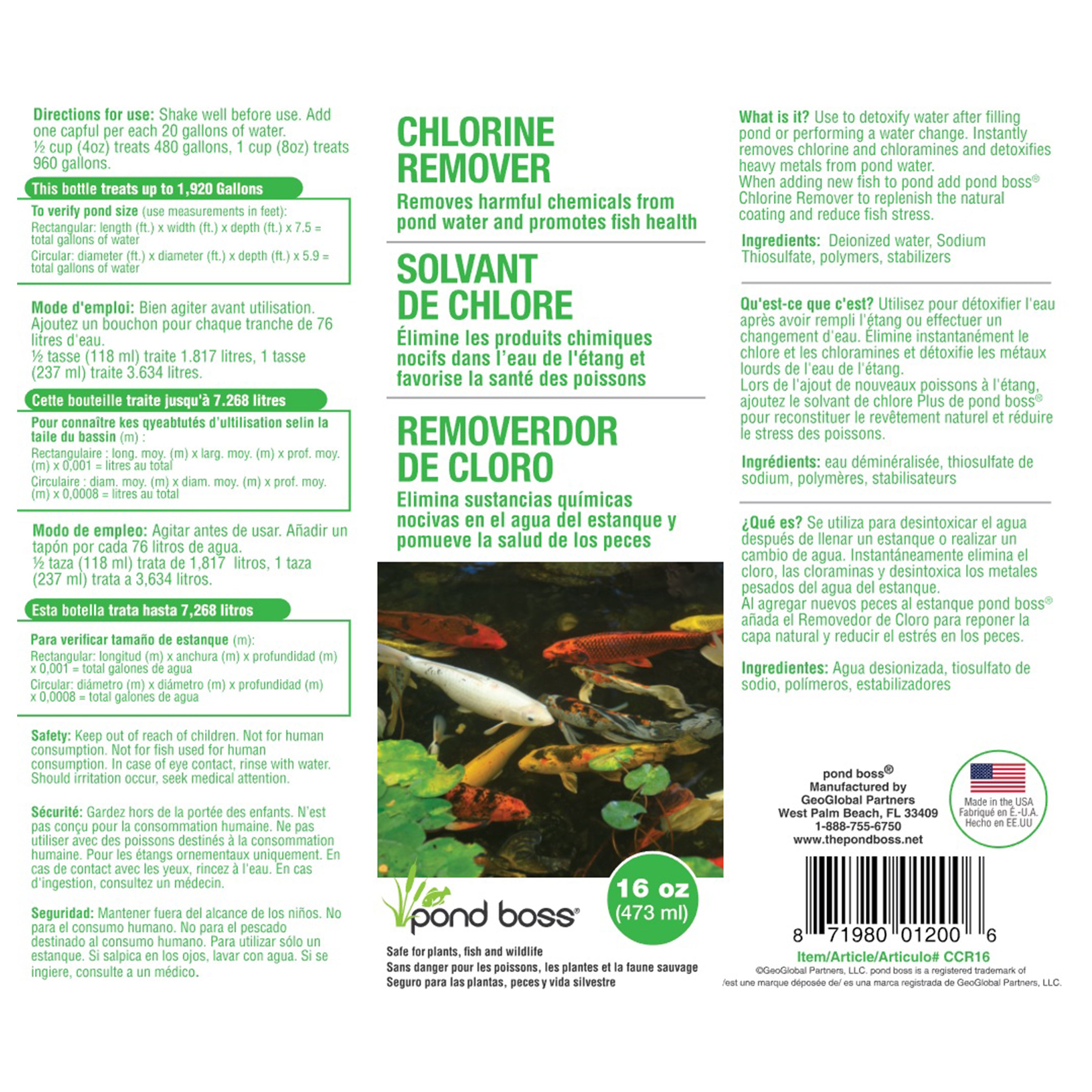 Chlorine Remover 16 oz. Label